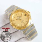Omega Constellation Double Eagle 38mm Gold/White Face Diamond Bezel Watch